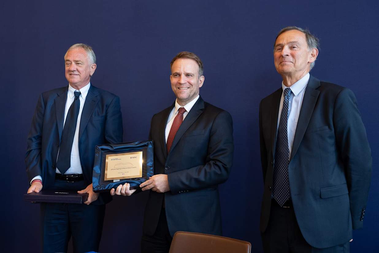 MSC Cruises press release image (signing of two new World Class ships)